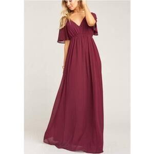 Show Me Your MuMu Emily Empire Maxi Dress Merlot Chiffon Medium NWT